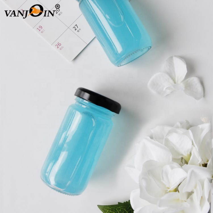 Empty 2oz 60ml Mini Shot Clear Round Pressed Drink Juice Glass Bottles With Screw Cap