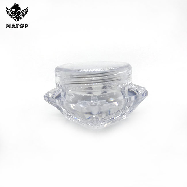 Empty 3 gram clear cream jar with screw lids