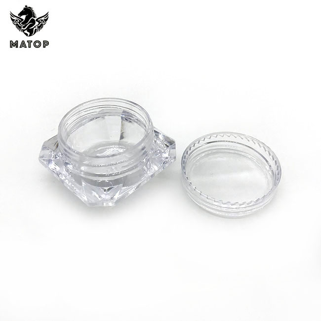 Empty 3 gram clear cream jar with screw lids