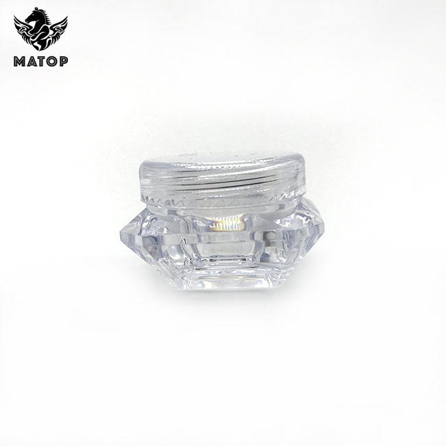 Empty 3 gram clear cream jar with screw lids