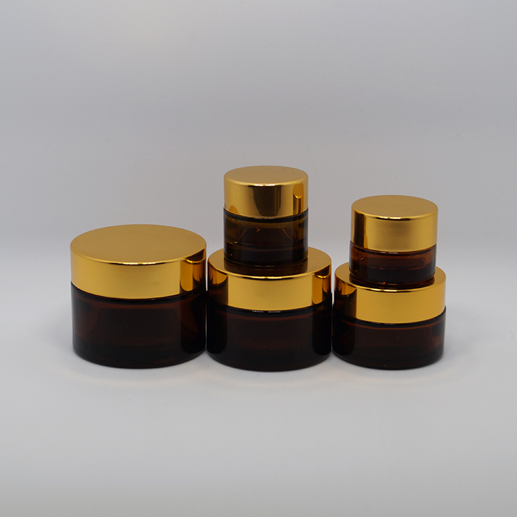 Empty 30 g cosmetic glass jar gold lid for cosmetic scrub containers