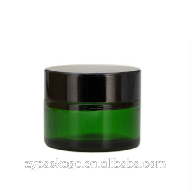 Empty 30 gram green glass jar 1oz cosmetic container for Skin care cream