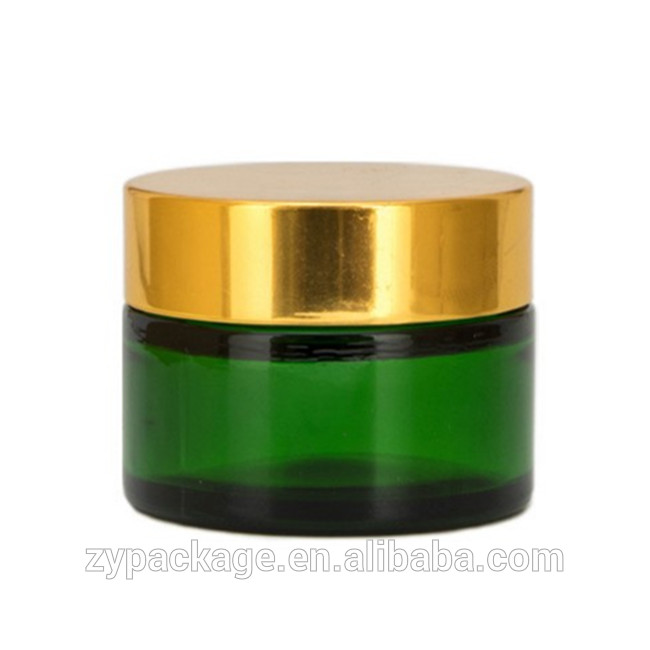 Empty 30 gram green glass jar 1oz cosmetic container for Skin care cream