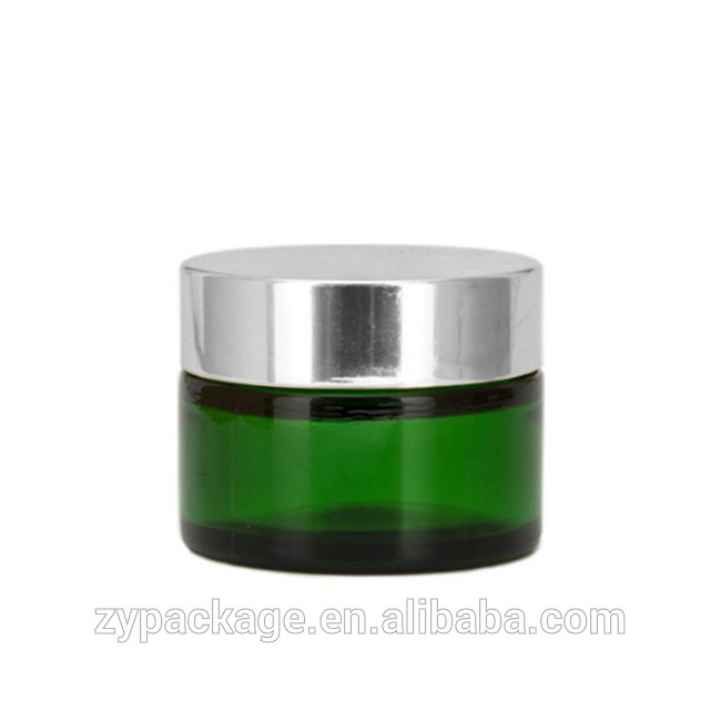 Empty 30 gram green glass jar 1oz cosmetic container for Skin care cream