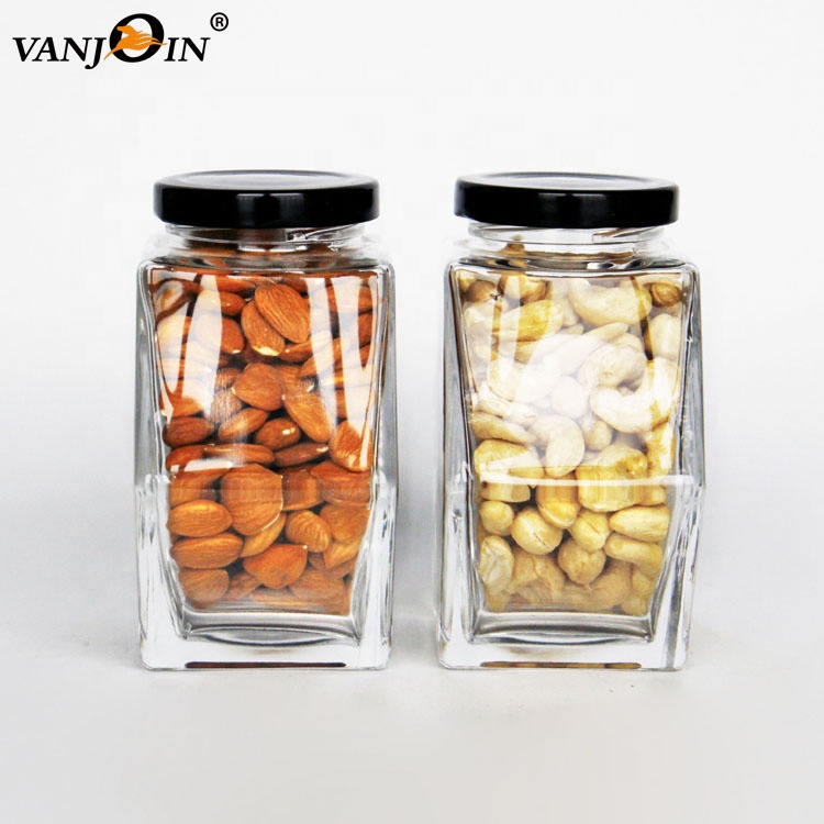 Empty 300g 500g Hexagon Glass Honey Jar With Twist Lid Canning Jars