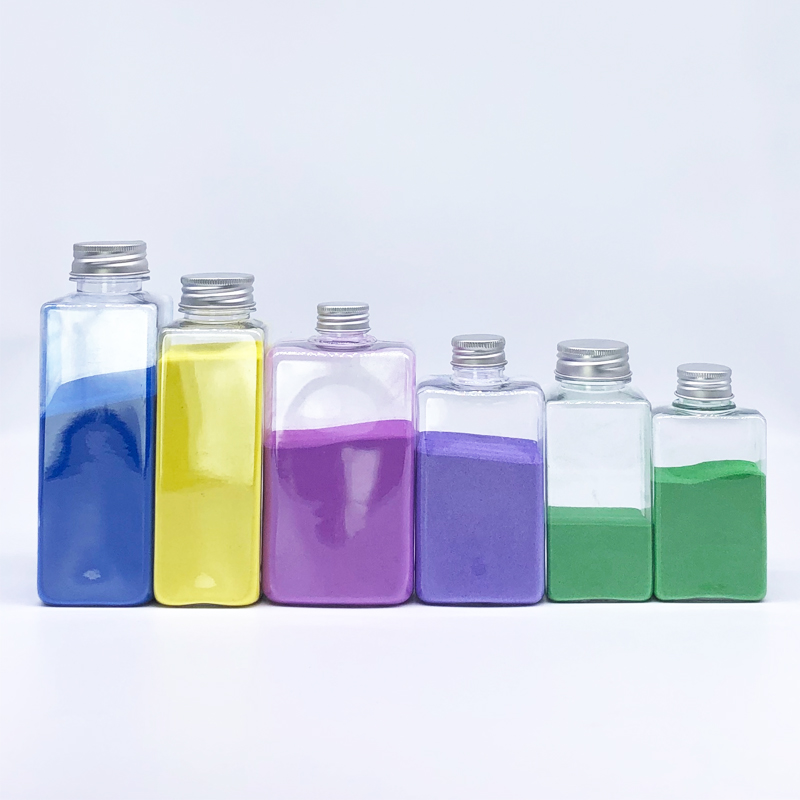 Empty 300ml 350ml 500ml square Juice Beverage Kombucha plastic Water Bottle With aluminum lid