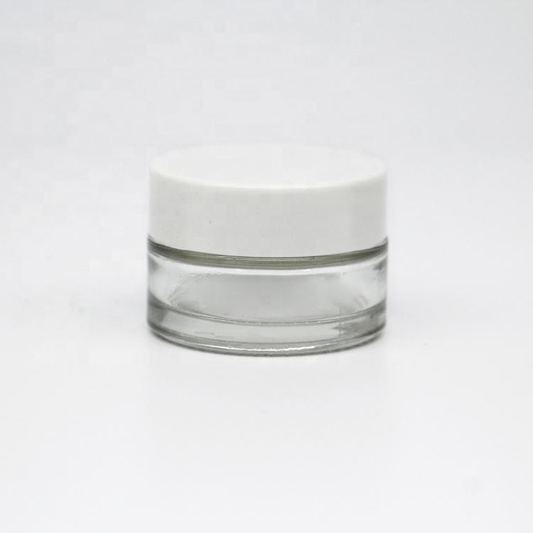 Empty 30g Clear Cosmetic Makeup Glass Jars For Creams With Plastic Cap