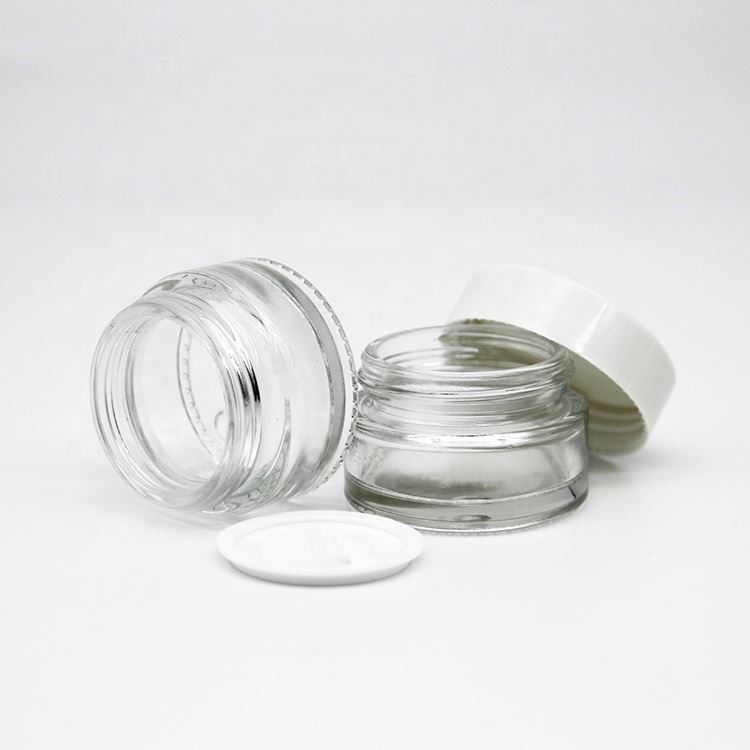 Empty 30g Clear Cosmetic Makeup Glass Jars For Creams With Plastic Cap