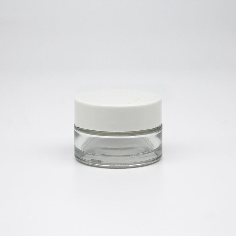 Empty 30g Clear Cosmetic Makeup Glass Jars For Creams With Plastic Cap