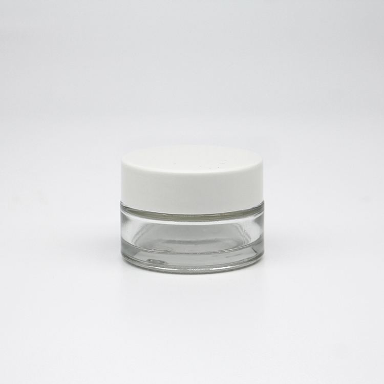 Empty 30g Clear Cosmetic Makeup Glass Jars For Creams With Plastic Cap