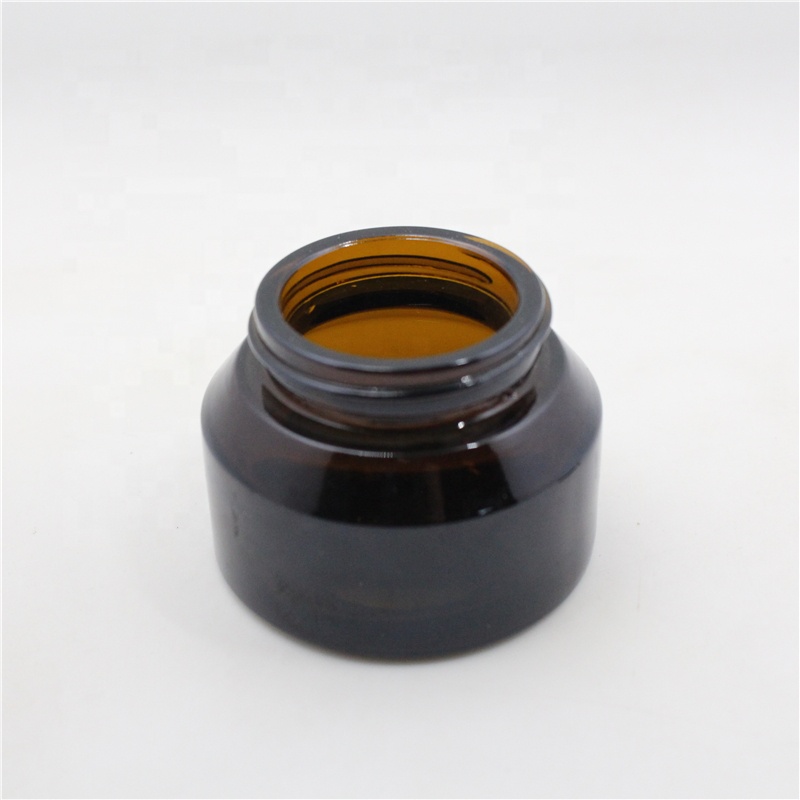 Empty 30g black frosted glass cream jar with black aluminum lid cosmetic container for skincare cream