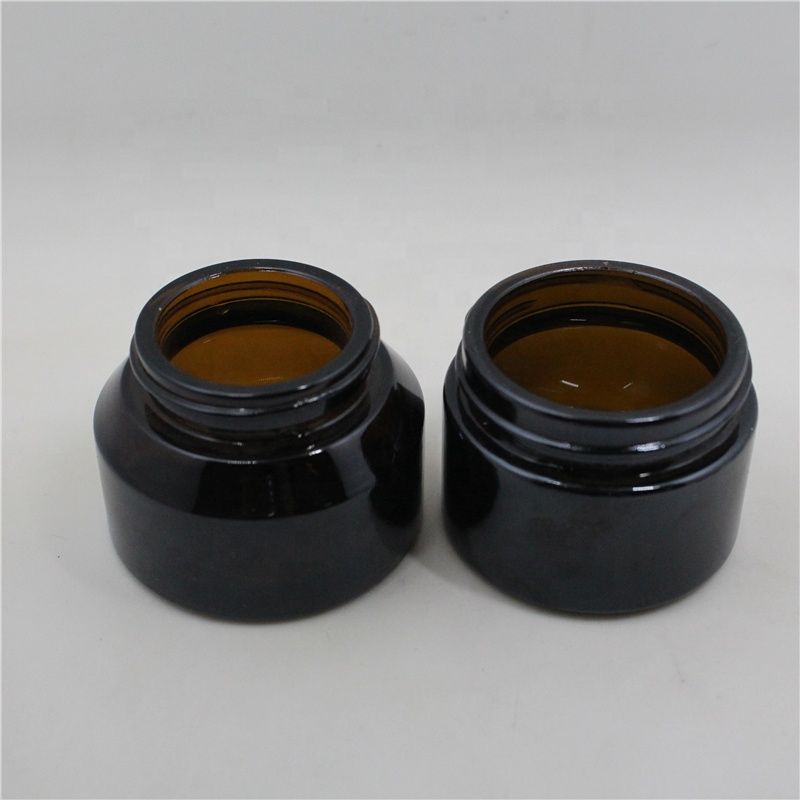 Empty 30g black frosted glass cream jar with black aluminum lid cosmetic container for skincare cream