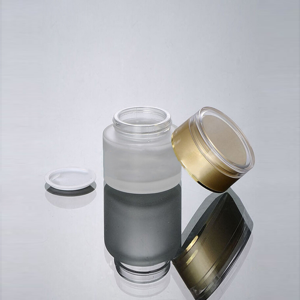 Empty 30g frosted glass jar for face cream, 1 oz cosmetic cream bottles