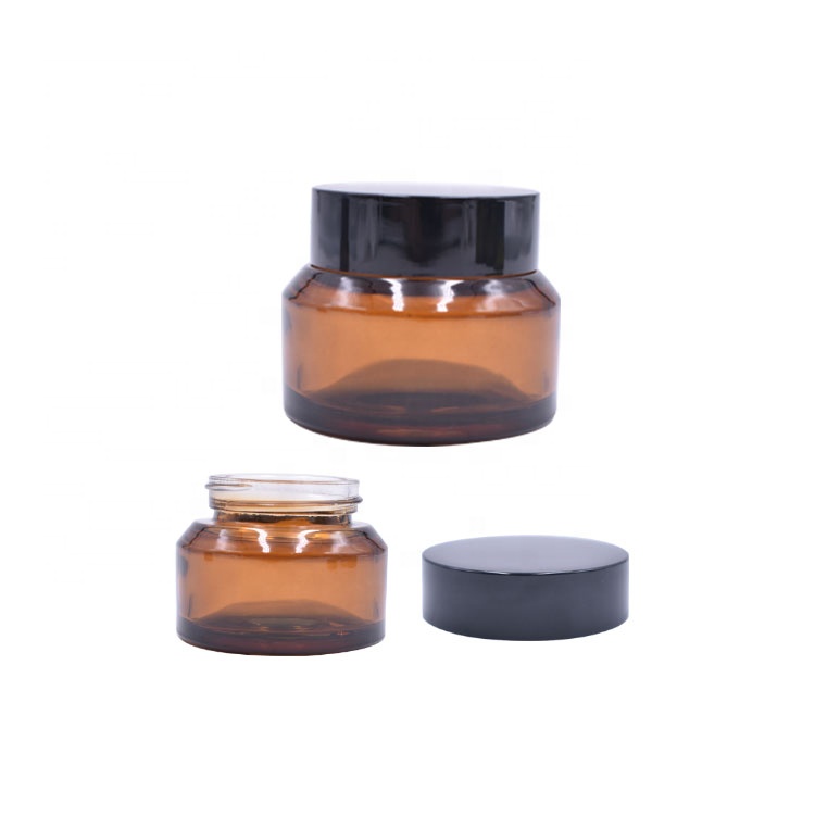 Empty 30ml 30g 1oz Face Cream Amber Cream Jar, Beauty Fancy Cosmetics Packing Glass Cosmetic Jar