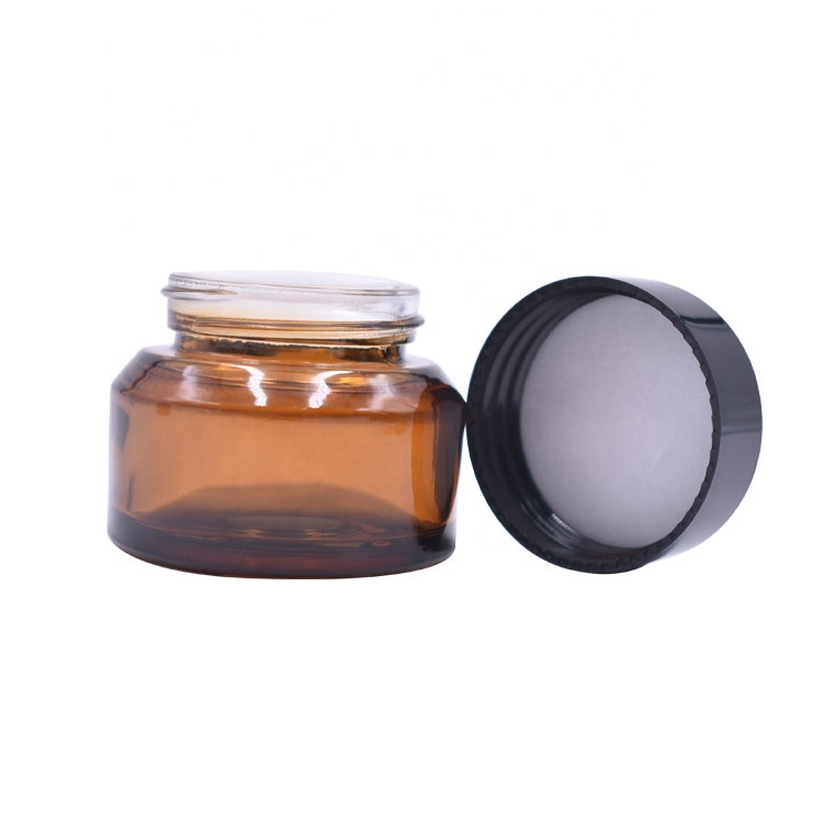 Empty 30ml 30g 1oz Face Cream Amber Cream Jar, Beauty Fancy Cosmetics Packing Glass Cosmetic Jar