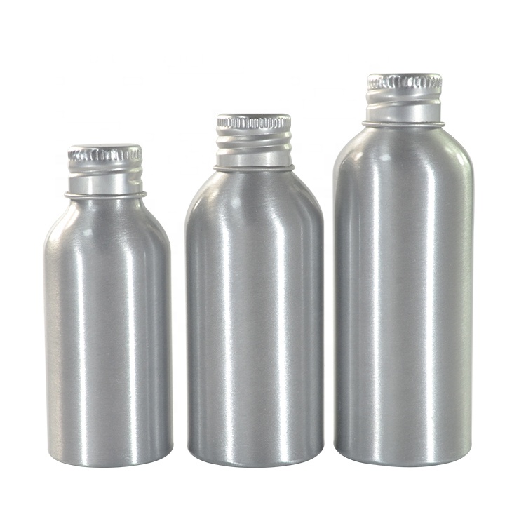 Empty 30ml 50ml 100ml 120ml aluminum cosmetic packaging bottle with aluminum screw cap