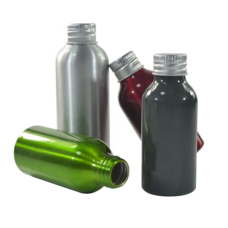 Empty 30ml 50ml 100ml 120ml aluminum cosmetic packaging bottle with aluminum screw cap