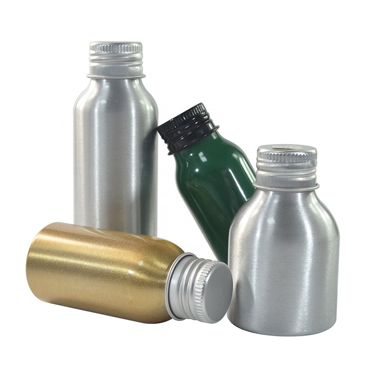 Empty 30ml 50ml 100ml 120ml aluminum cosmetic packaging bottle with aluminum screw cap