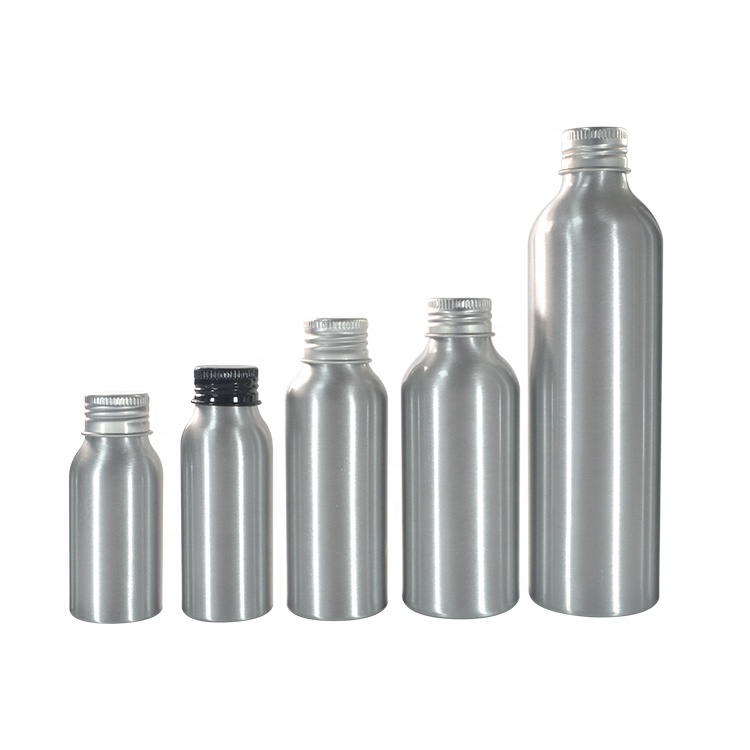 Empty 30ml 50ml 100ml 120ml aluminum cosmetic packaging bottle with aluminum screw cap