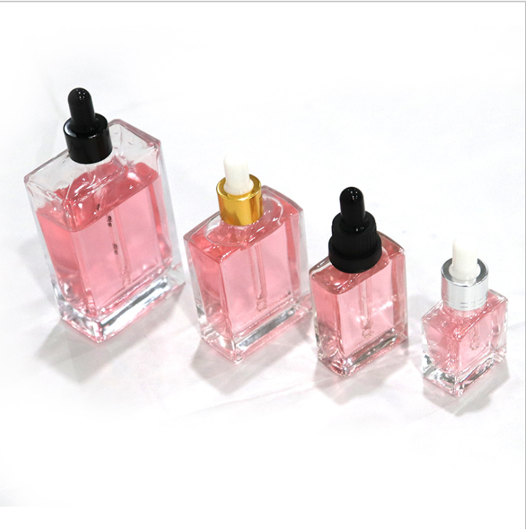 Empty 30ml 50ml 100ml Square Glass Spray Oil Dropper Bottle 50ml Essential Oil Bottle Perfume