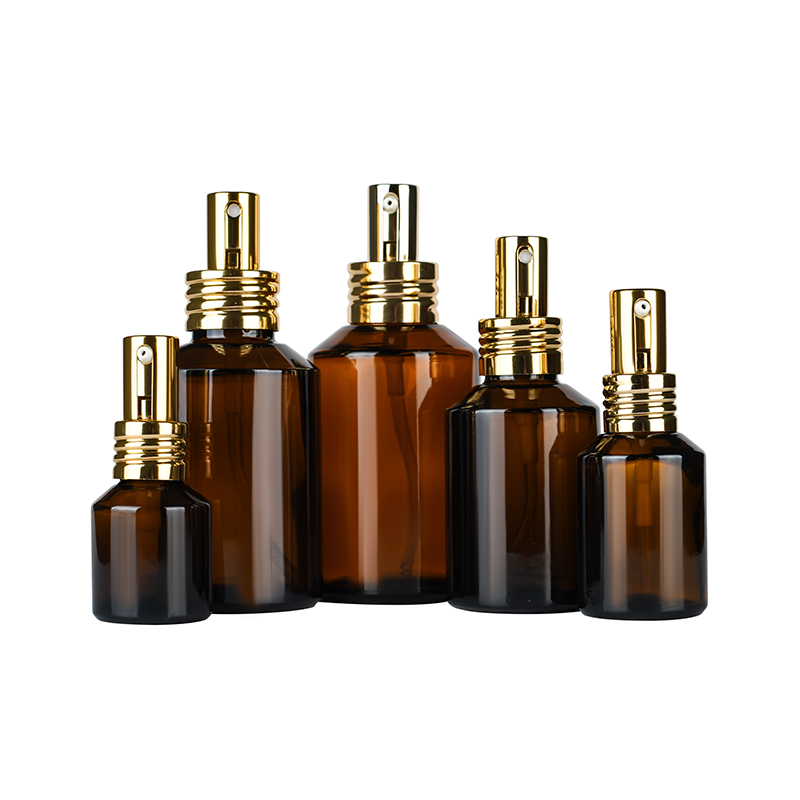Empty 30ml 50ml 60ml 80ml 100ml 120ml clear amber frosted serum dropper bottle with gold silver black cap