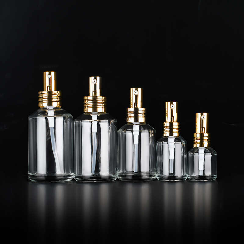 Empty 30ml 50ml 60ml 80ml 100ml 120ml clear amber frosted serum dropper bottle with gold silver black cap