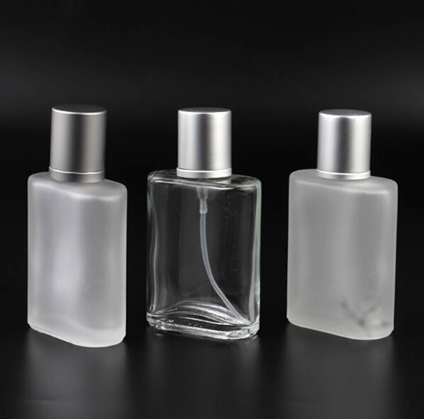 Empty 30ml 50ml Clear Frosted Flat Square Refillable Perfume Bottle Glass Spray Parfum Bottles