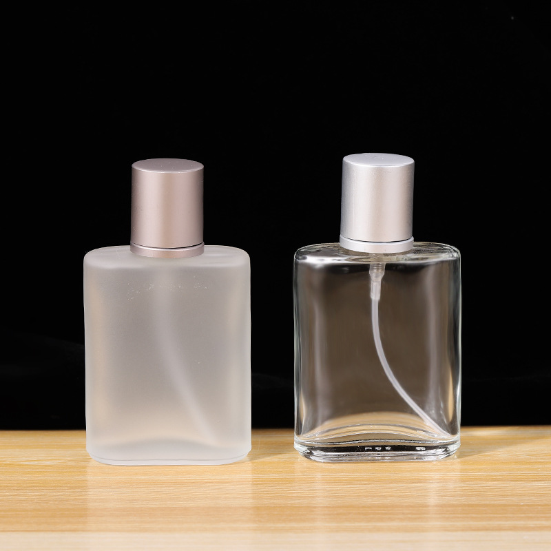 Empty 30ml 50ml Clear Frosted Flat Square Refillable Perfume Bottle Glass Spray Parfum Bottles