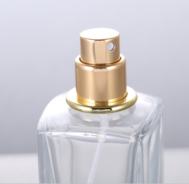 Empty 30ml 50ml Women Clear Square Refillable Glass Bottles with Unique Cap Perfume Mist Spray Atomizers Wholesale