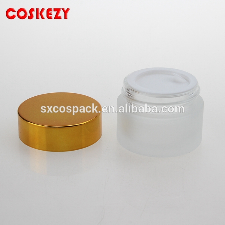 Empty 30ml Clear Frosted Glass Cream Jar, 1 oz Cosmetic Glass Container Packaging Wholesale