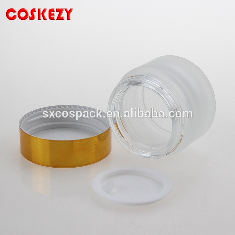 Empty 30ml Clear Frosted Glass Cream Jar, 1 oz Cosmetic Glass Container Packaging Wholesale