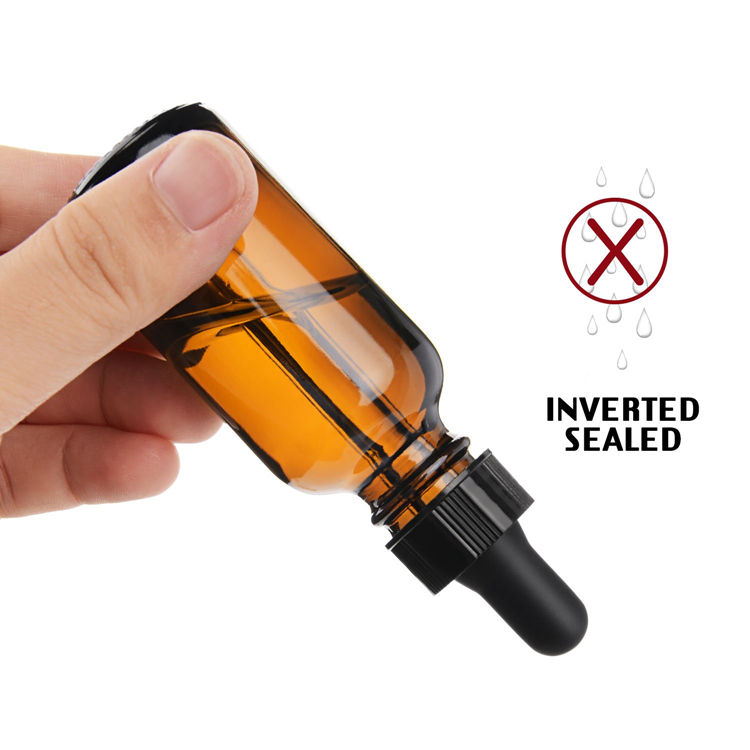 Empty 30ml amber boston round glass bottle with dropper
