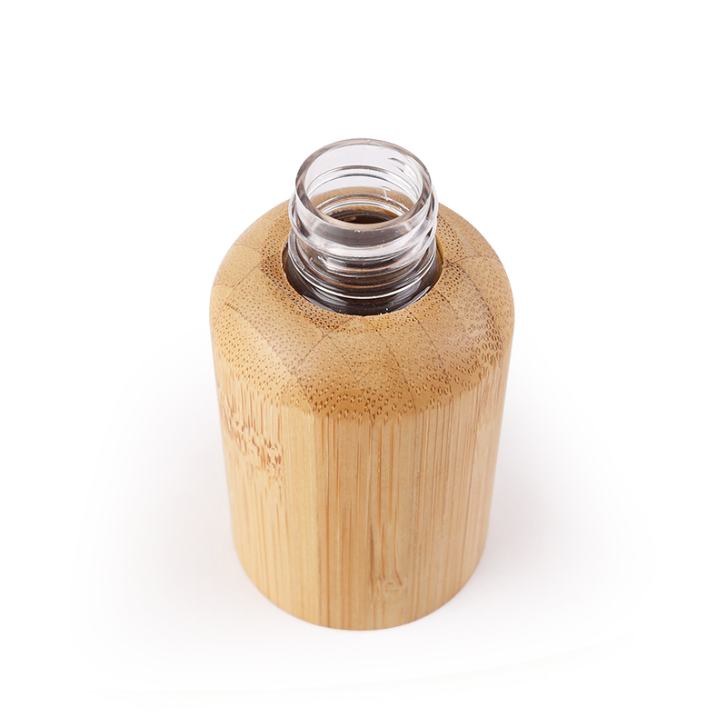 Empty 30ml amber glass bottle with dropper bamboo container