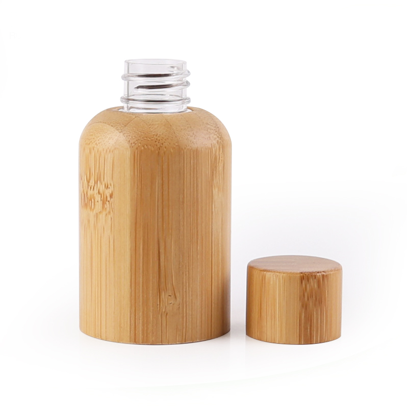 Empty 30ml amber glass bottle with dropper bamboo container
