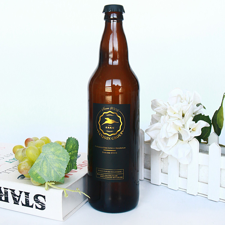 Empty 330ml 500ml Amber Beer Bottle Glass Beverage Coffee Bottle With Crown Top Wholesale