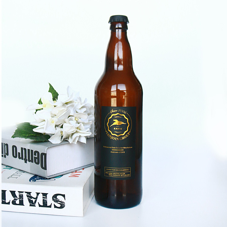 Empty 330ml 500ml Amber Beer Bottle Glass Beverage Coffee Bottle With Crown Top Wholesale