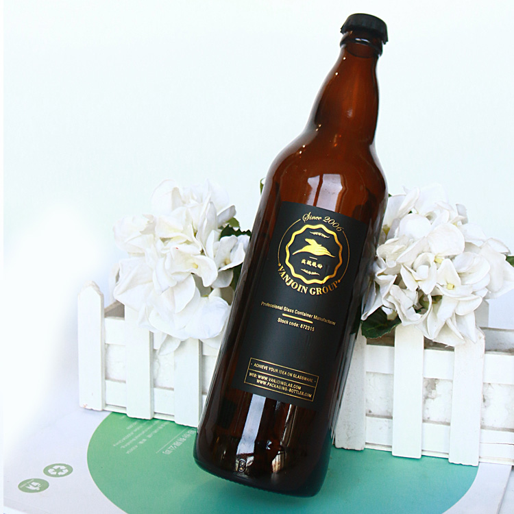 Empty 330ml 500ml Amber Beer Bottle Glass Beverage Coffee Bottle With Crown Top Wholesale