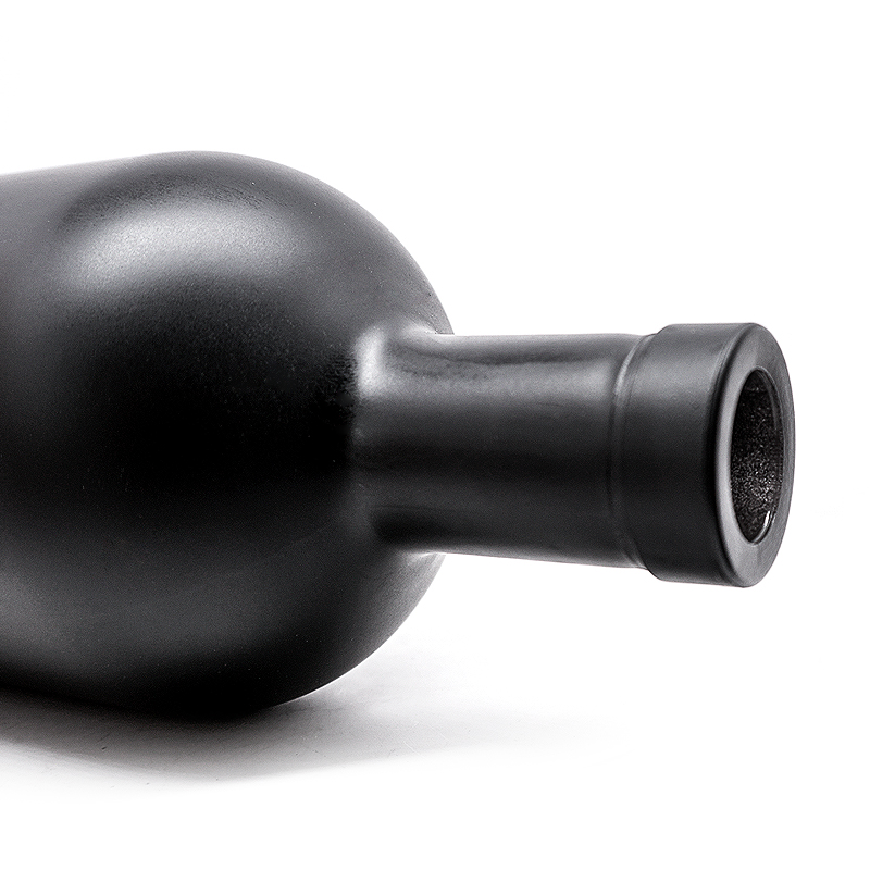 Empty 375ml 500ml 700ml matte black Short neck coarse mouth glass wine bottle for liquor wine