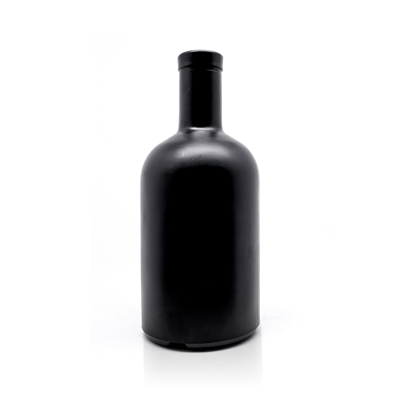 Empty 375ml 500ml 700ml matte black Short neck coarse mouth glass wine bottle for liquor wine