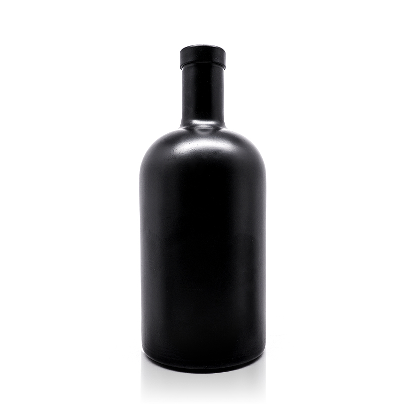 Empty 375ml 500ml 700ml matte black Short neck coarse mouth glass wine bottle for liquor wine