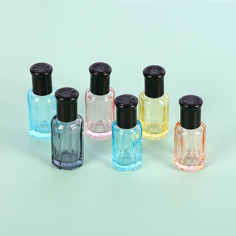 Empty 3ml 6ml 10ml 12ml Color Octagonal Roller Glass Bottles Roll on Attar Glass Bottle for Essential Oil