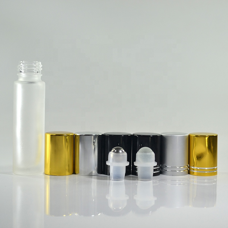 Empty 4ml 6ml 8ml 10ml 15ml essential oil perfume clear frosted glass roller bottle