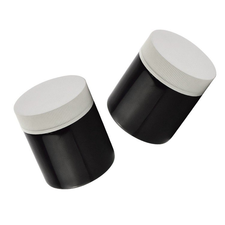 Empty 4ounces Child Resistant Black Smell Proof Glass Jar with Dome Cap Custom Printed Child Proof Jars Packaging