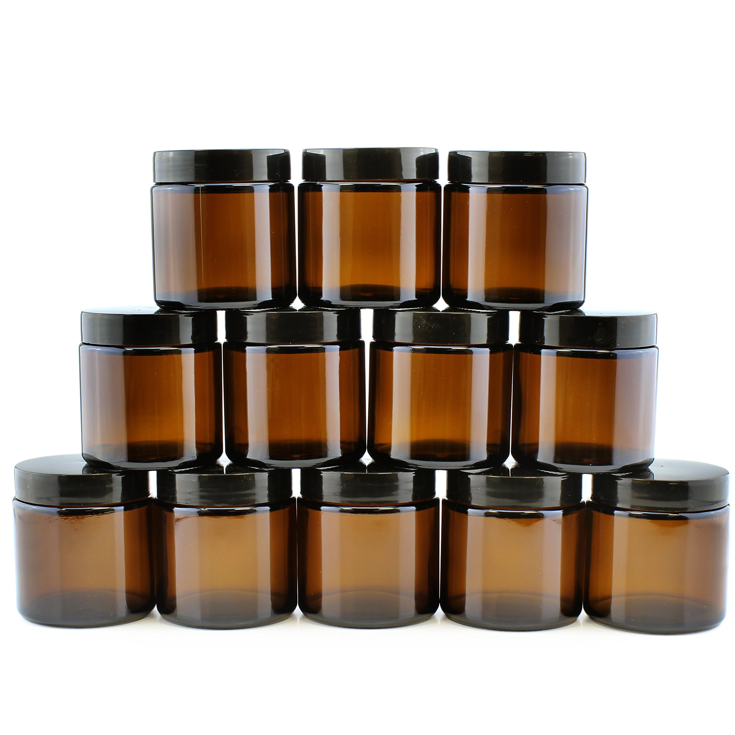 Empty 4oz 8oz 9oz Amber Glass Cosmetic Containers Body Butter Jar With  PE Lid
