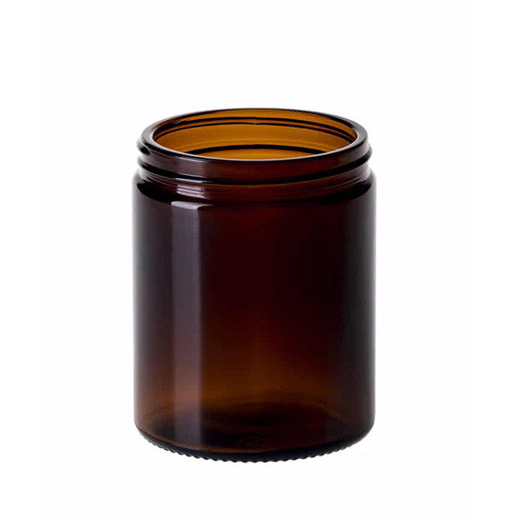 Empty 4oz 8oz 9oz Amber Glass Cosmetic Containers Body Butter Jar With PE Lid