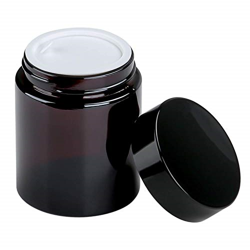 Empty 4oz 8oz 9oz Amber Glass Cosmetic Containers Body Butter Jar With PE Lid