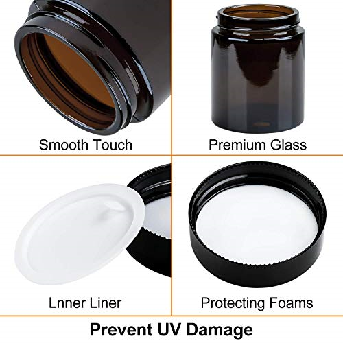 Empty 4oz 8oz 9oz Amber Glass Cosmetic Containers Body Butter Jar With PE Lid