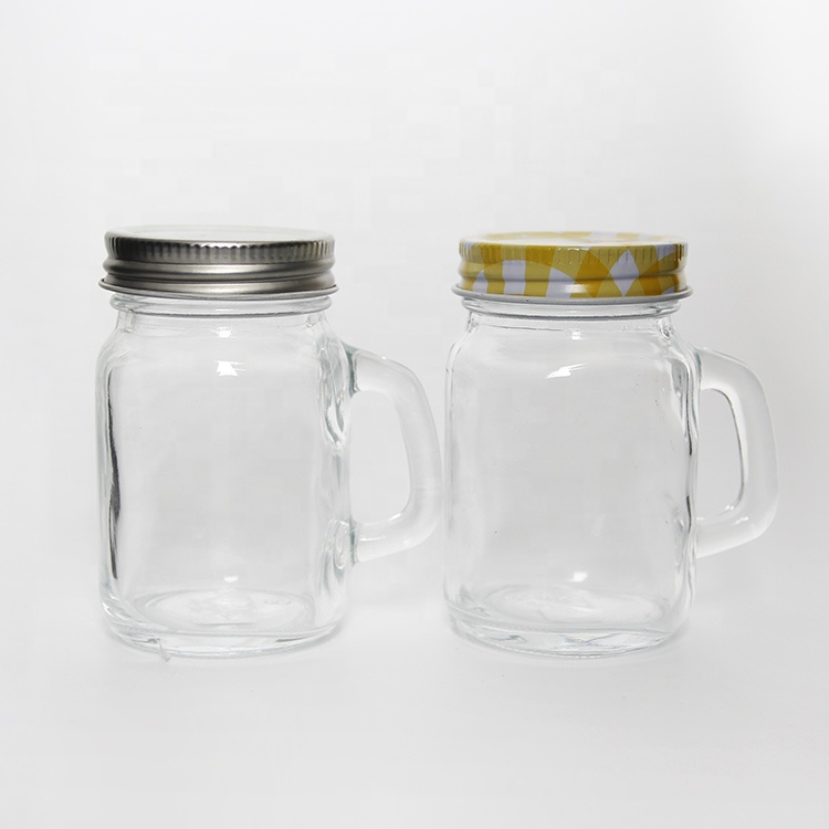 Empty 4oz Glass Mason Shot Jar Glass Mason Mug With Screw Lid For Fruit Wine