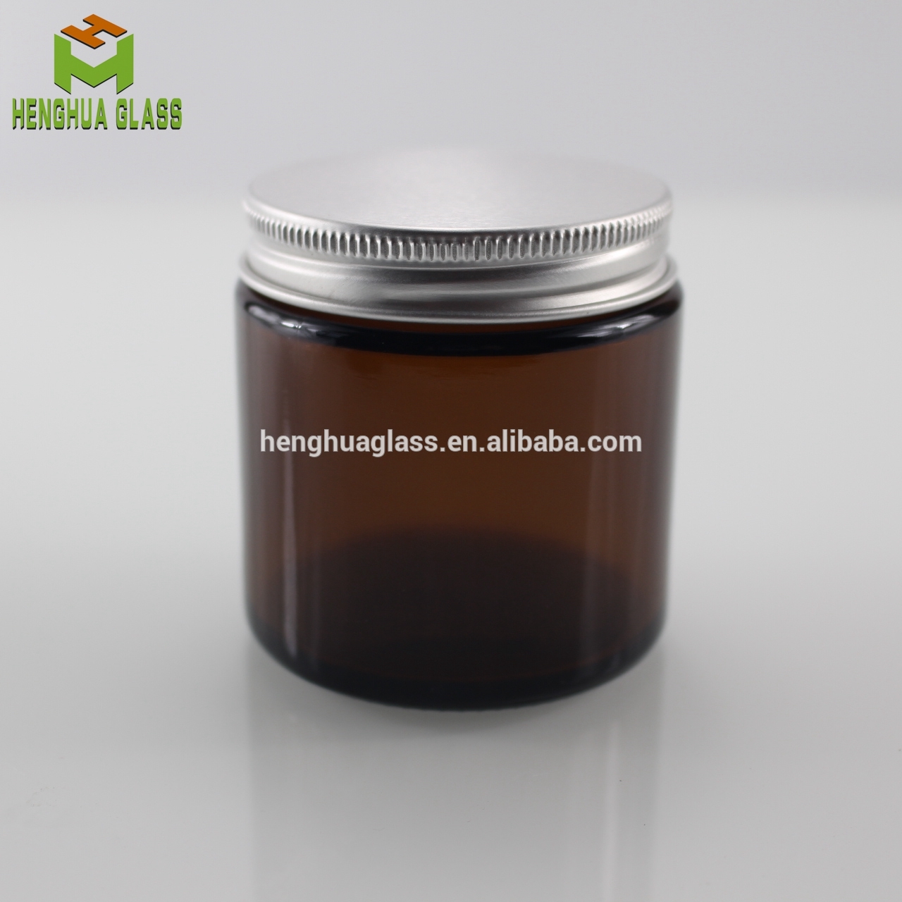 Empty 4oz Wide Mouth Amber  Glass Jar 120ml Straight Sided  Amber Glass Cream Jar With Screw  Aluminum Cap
