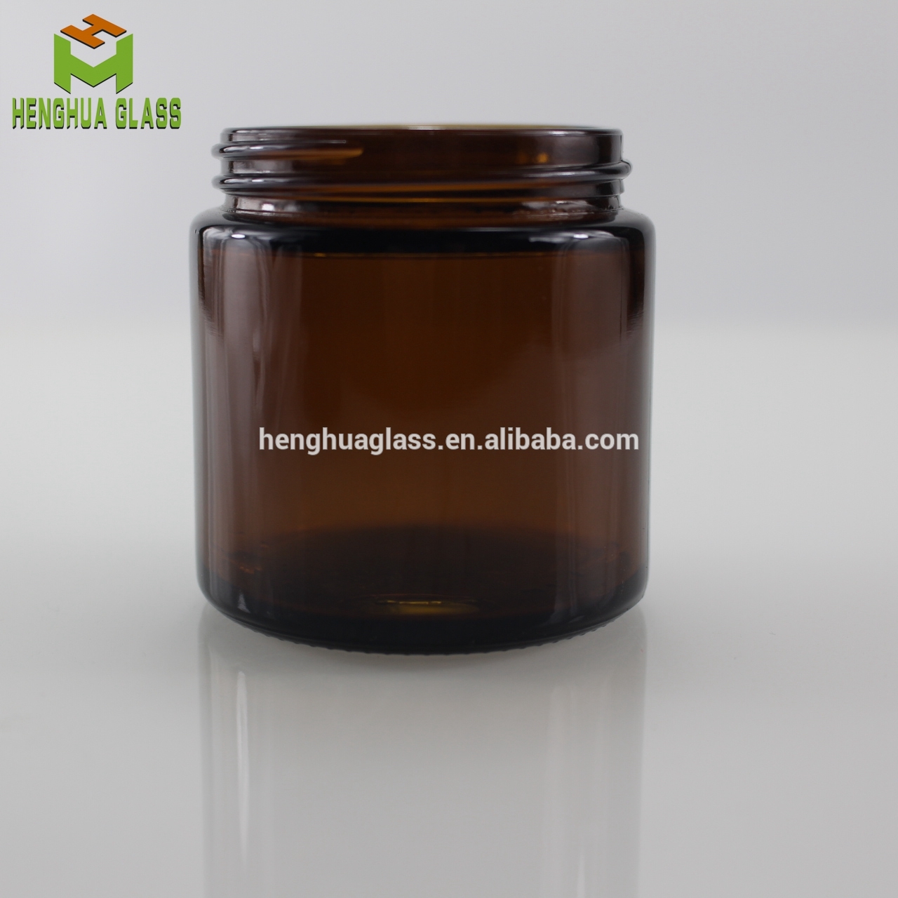 Empty 4oz Wide Mouth Amber Glass Jar 120ml Straight Sided Amber Glass Cream Jar With Screw Aluminum Cap
